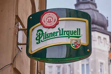 Image showing Pilsner Urquell beer pub sign