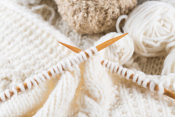 Image showing Wool for knitting with knitting needles