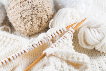 Image showing Wool for knitting with knitting needles