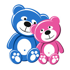 Image showing Teddy bear couple pink and blue