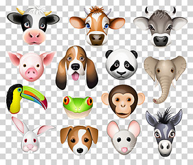 Image showing Illustration set of cartoon animals 