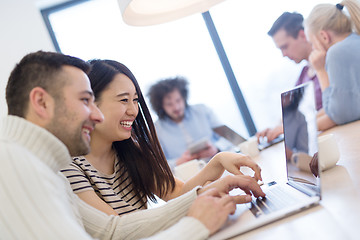 Image showing Startup Business Team At A Meeting at modern office building