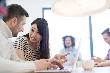 Image showing Startup Business Team At A Meeting at modern office building