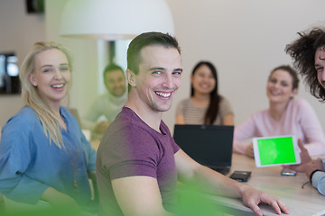 Image showing Startup Business Team At A Meeting at modern office building