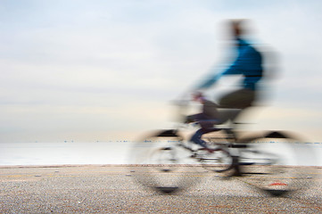Image showing Cyclists, motion blur