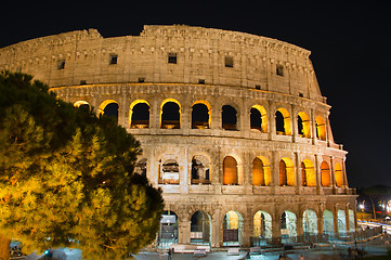 Image showing Night view of Colosseum, Rome