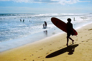 Image showing Silhouette of a surfer. Bali