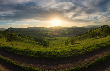 Image showing Beauty dawn in the mountains