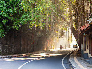 Image showing Curving street through Ubud town, Bali, Indonesia