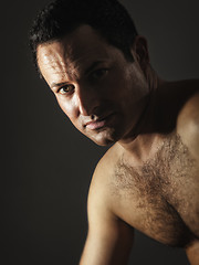 Image showing male portrait with hairy chest