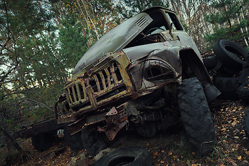 Image showing Abandoned truck left outside at Chernobyl Fire station