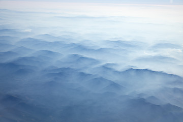 Image showing Carpathian Mountains from above at winter