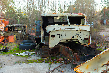 Image showing Abandoned truck left outside at Chernobyl Fire station