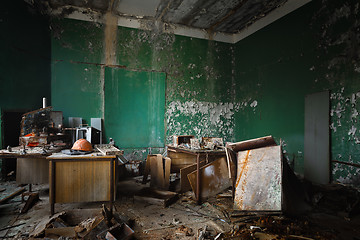 Image showing Dark industrial interior of factory in Chernobyl