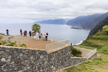 Image showing Ribeira da Janela, Madeira, Portugal - March 2019: Tourists on t