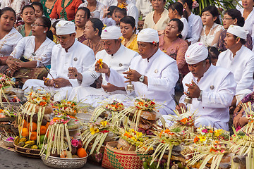 Image showing Bali, Indonesia - Feb 2, 2012 - Hari Raya Galungan and Umanis Galungan holiday fesival parade - the days to celebrate the victory of Goodness over evil, on February 2nd 2012 on Bali, Indonesia