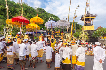 Image showing Bali, Indonesia - Feb 2, 2012 - Hari Raya Galungan and Umanis Galungan holiday fesival parade - the days to celebrate the victory of Goodness over evil, on February 2nd 2012 on Bali, Indonesia