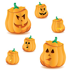 Image showing Set of halloween pumpkins with variations of illumination, part 15