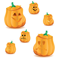 Image showing Set of halloween pumpkins with variations of illumination, part 16