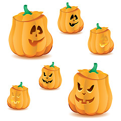 Image showing Set of halloween pumpkins with variations of illumination, part 17