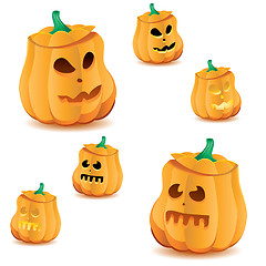 Image showing Set of halloween pumpkins with variations of illumination, part 18