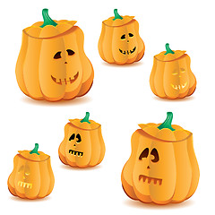 Image showing Set of halloween pumpkins with variations of illumination, part 23