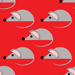 Image showing Simple seamless pattern with gray mouses on red background,