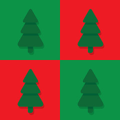 Image showing Seamless flat christmas pattern with fir trees on red and green background