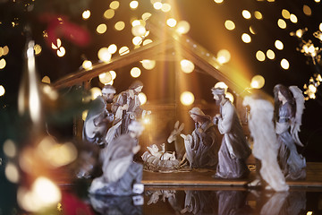 Image showing Christmas nativity scene; Jesus Christ, Mary and Joseph