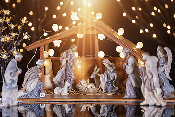 Image showing Christmas nativity scene; Jesus Christ, Mary and Joseph