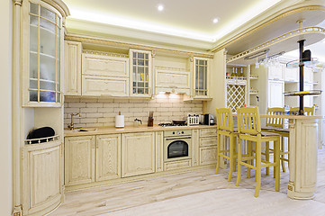 Image showing Luxury modern beige kitchen interior