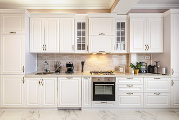 Image showing Luxury modern white kitchen interior