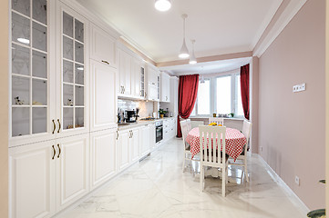 Image showing Luxury modern white kitchen interior