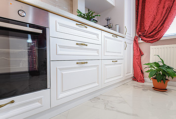 Image showing Luxury modern white kitchen interior