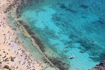 Image showing Seaview on the beach from the fortress, Gramvousa, Crete, Greece