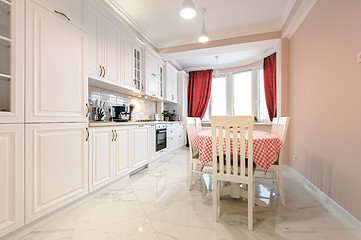 Image showing Luxury modern white kitchen interior