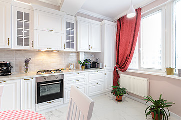 Image showing Luxury modern white kitchen interior