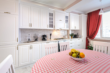 Image showing Luxury modern white kitchen interior