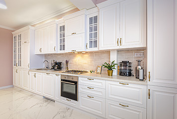 Image showing Luxury modern white kitchen interior