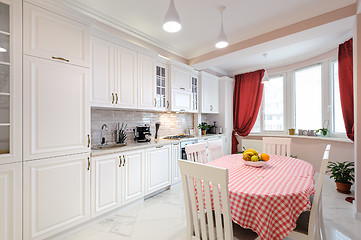 Image showing Luxury modern white kitchen interior