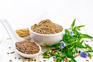 Image showing Flour linen in bowl with seeds on light board