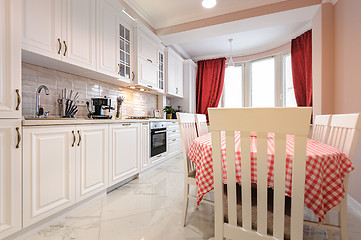 Image showing Luxury modern white kitchen interior