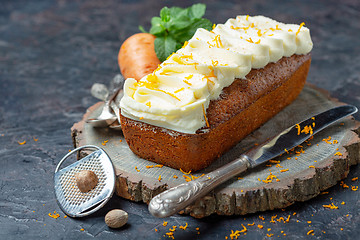 Image showing Carrot cake with cottage cheese cream.