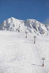 Image showing Skiing slopes sunny weather