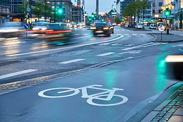 Image showing Bicycle lane in the rain