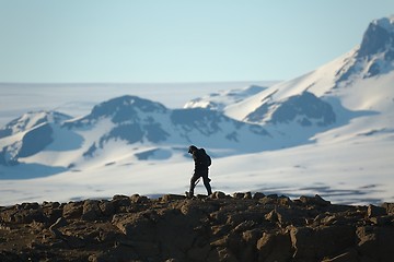 Image showing Walking on a wild landscape in Iceland