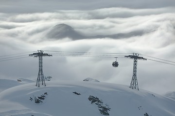 Image showing Skiing slopes from the top