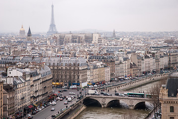 Image showing view of Eiffel tower at the river Seine