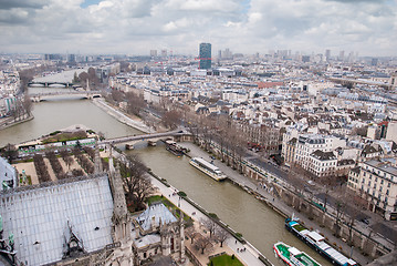 Image showing aerial view of Paris and Seine river