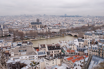 Image showing aerial view of Paris and Seine river